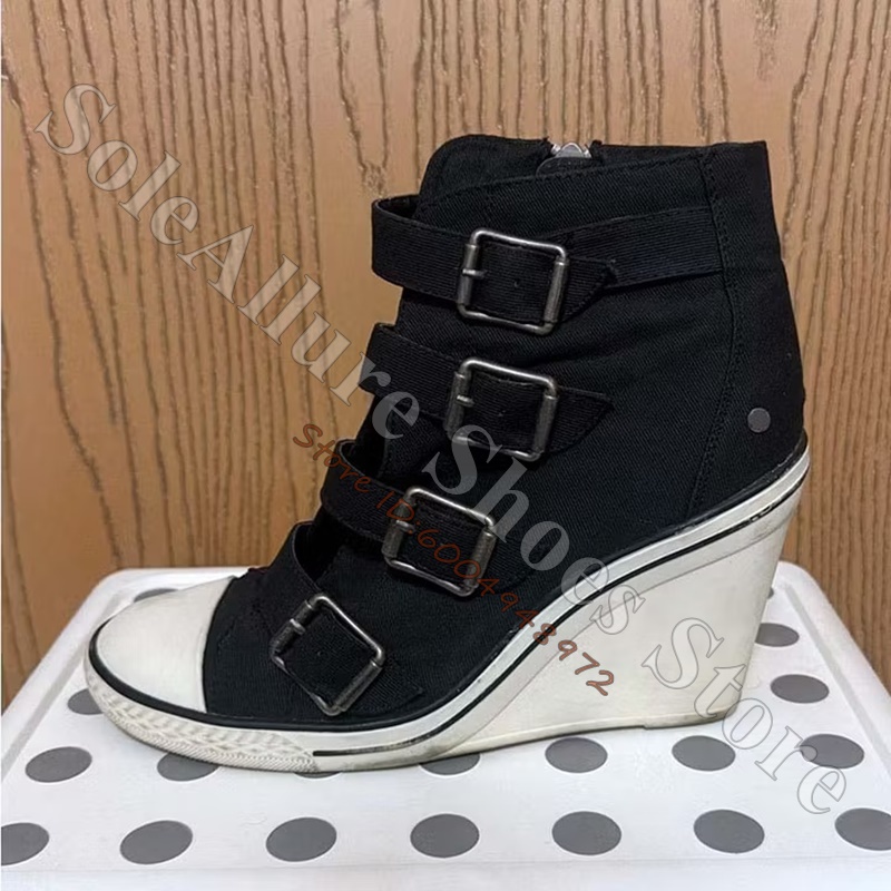 Wedge Espadrille Women - Szare, wielokolorowe sneakersy na koturnie z