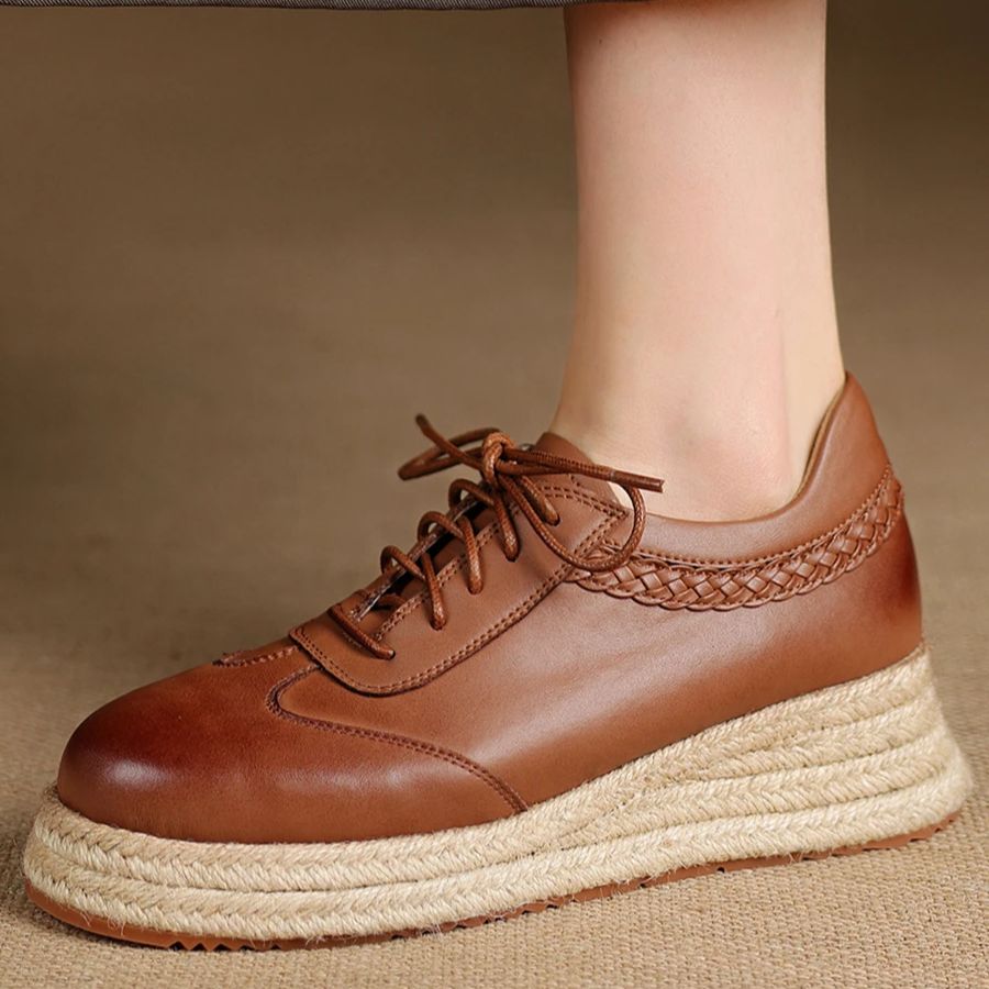 EAGSITY Brązowe oksfordki dams – Wedge Espadrille Women recenzja i cena