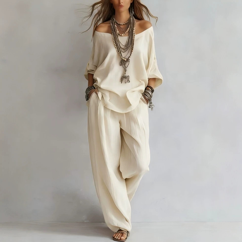 Luźny lniany top z rękawem 3/4 – Linen Pant Wide recenzja i cena