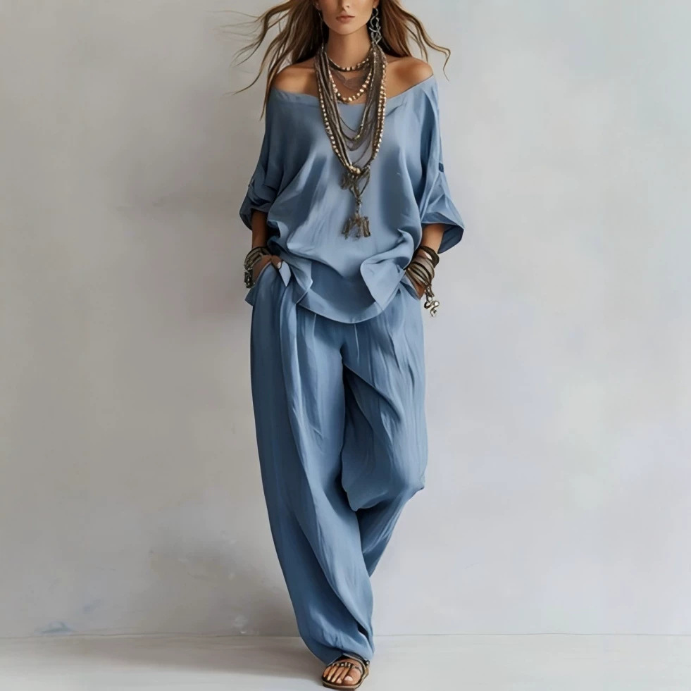 Luźny lniany top z rękawem 3/4 – Linen Pant Wide recenzja i cena