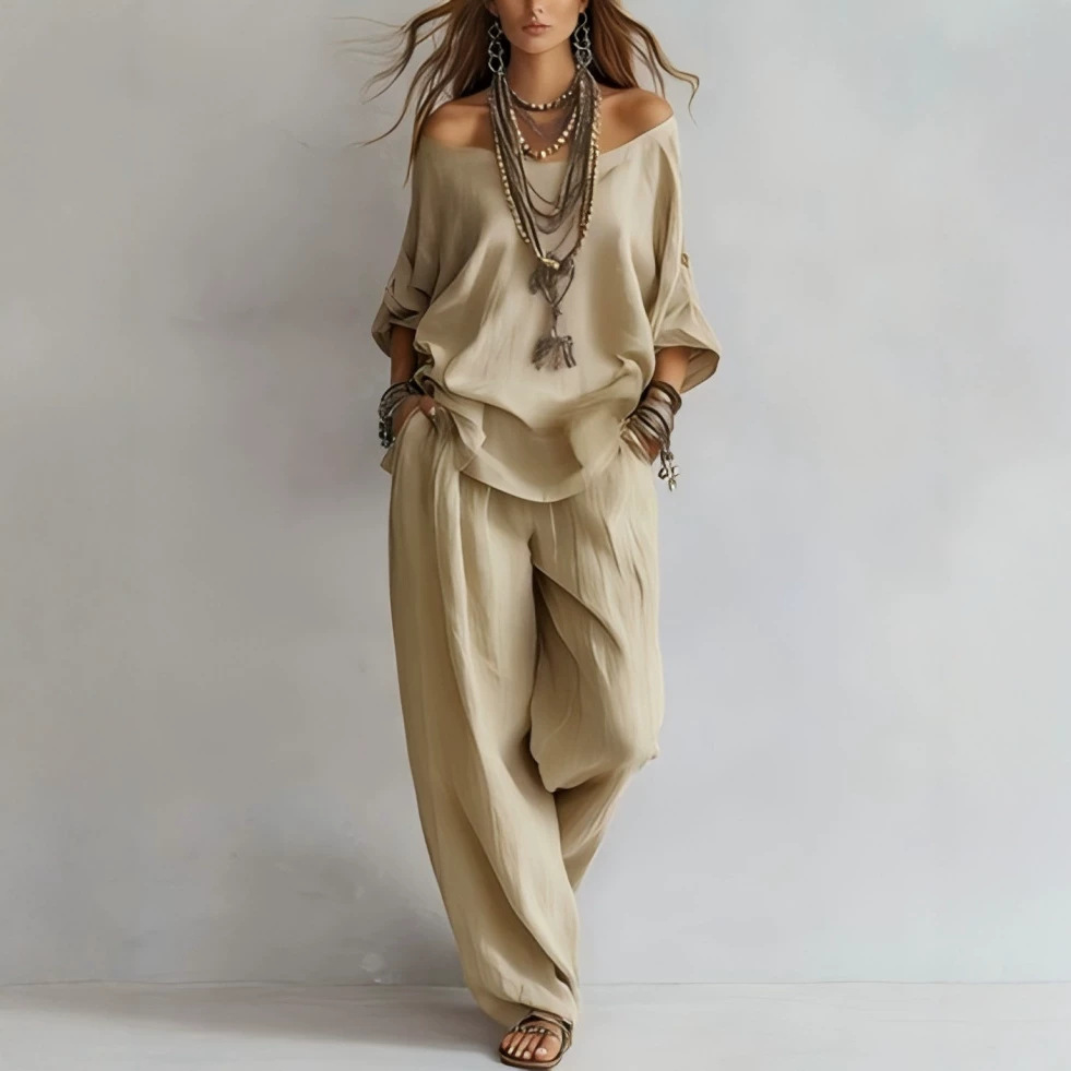 Luźny lniany top z rękawem 3/4 – Linen Pant Wide recenzja i cena
