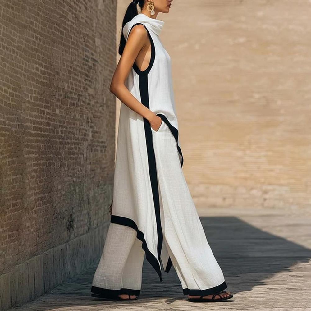 Damski dwuczęściowy komplet z  – Linen Pant Wide recenzja i cena